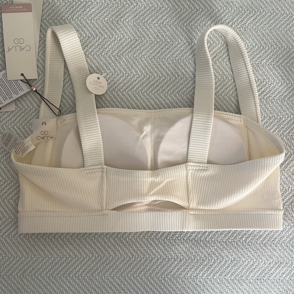 NWT CALIA Two Piece Swim Suit with High Rise Bottom Ivory Ribbed Size Medium - Picture 7 of 7